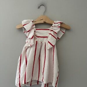 $18 ADD ON Zara!‎ Red stripe dress ruffle-front 18-24M